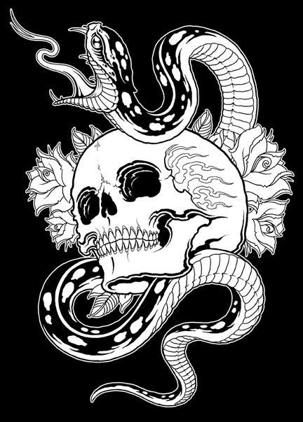 Snake Skull Flash Snake And Skull Tattoo Snake Tattoo Design Skull