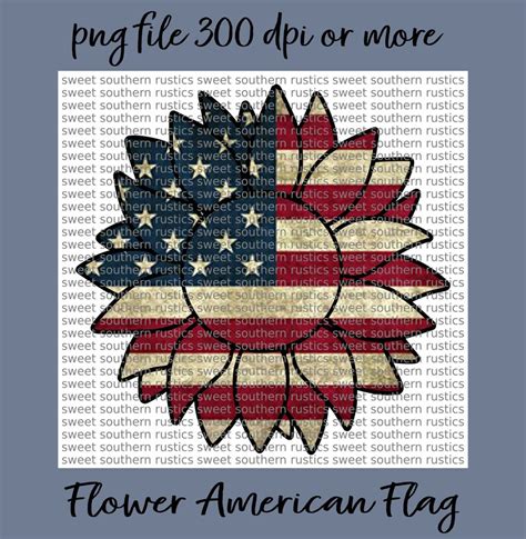 American Flag Flower Png Sublimation Print And Etsy