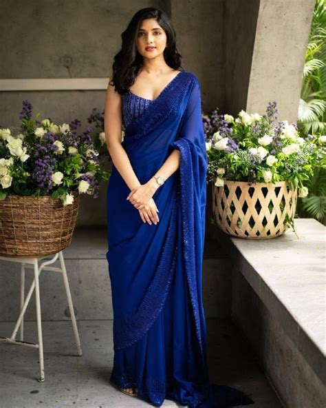 plain bollywood royal blue saree ph