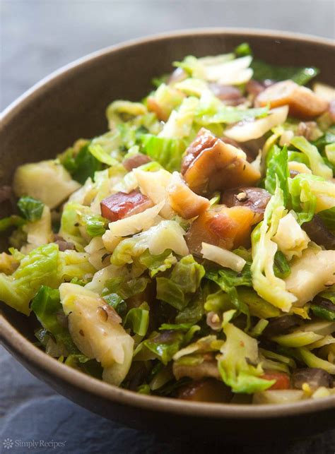 Season with salt, pepper, and nutmeg. Brussels Sprouts with Bacon and Chestnuts | Recipe | Sprouts with bacon, Chestnut recipes ...