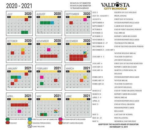 Printable Academic Calendar 2020 2021 Free Letter Templates