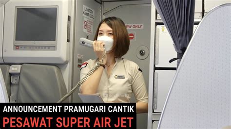 Announcement Pramugari Cantik Super Air Jet Dalam Pesawat Airbus A320 200 Rute Baru Jakarta