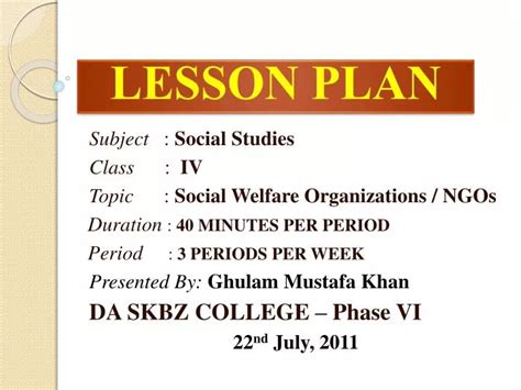 Ppt Lesson Plan Powerpoint Presentation Free Download Id6168259