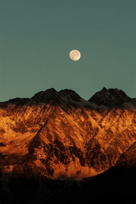 Moon And Mountains Wallpapers Top Free Moon And Mountains Backgrounds