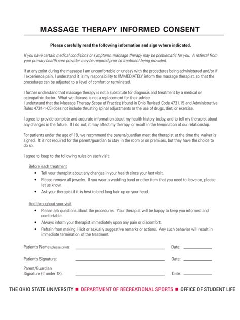 2024 Massage Therapy Consent Form Fillable Printable PDF Forms