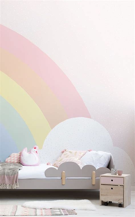 Kids Pastel Rainbow Wallpaper Mural Hovia Uk Toddler Bedroom Girl