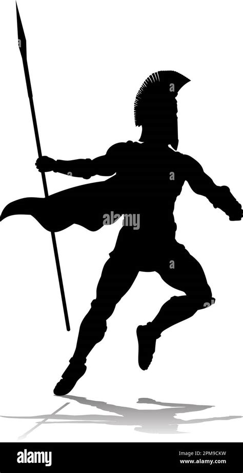 Spartan Silhouette Gladiator Trojan Greek Warrior Stock Vector Image