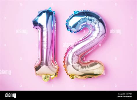 Creative Layout Rainbow Foil Balloon Number Digit Twelve Birthday