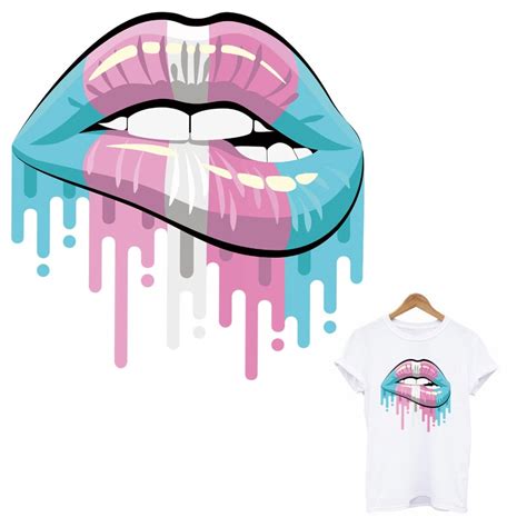 Thermal Sticker Clothes Applique Decoration Iron On Transfer Lips