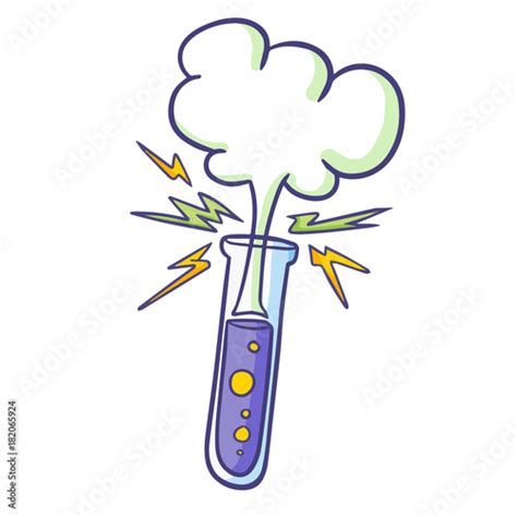Funny And Cute Test Tube With Purple Liquid Blown Up Vector Stock