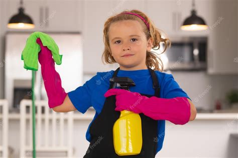 Premium Photo Cleaning House Child Use Duster And Gloves For Cleaning