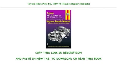 Pdf Download Toyota Hilux Pick Up 1969 78 Haynes Repair