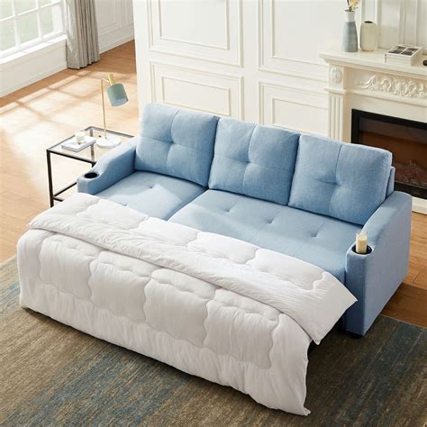 modern sleeper sofa bed reversible sectional couch with storage chaise and two cupholders for