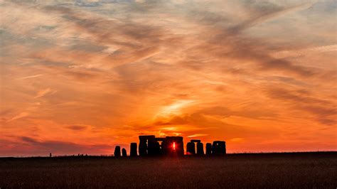Sunset At Salisbury Plain With Stonehenge Wiltshire