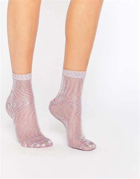 Asos Glitter Ankle Socks At Asos Com