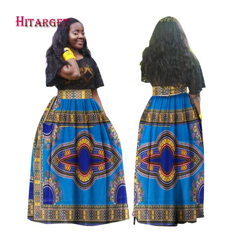 Hitarget 2019 Women African Traditional Print Long Skirt Clothing Ankara Dashiki High Waist A