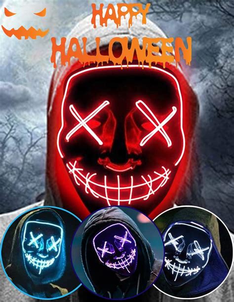 Buy Halloween Led Light Up Mask Purge Mask Scary Mask Cosplay Led
