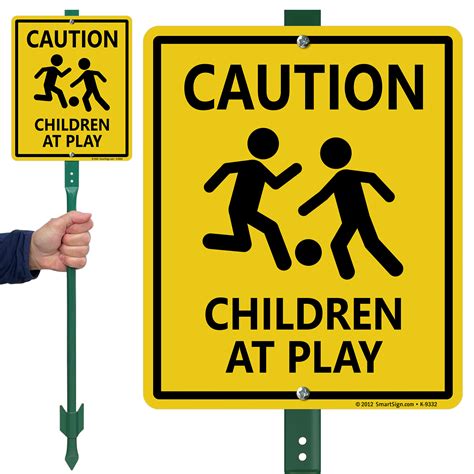 Children At Play Sign Caution Kids Playing Sign For Lawn Sku K 9332