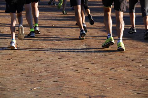 Runners Running On Paved Street Editorial Stock Photo Image Of