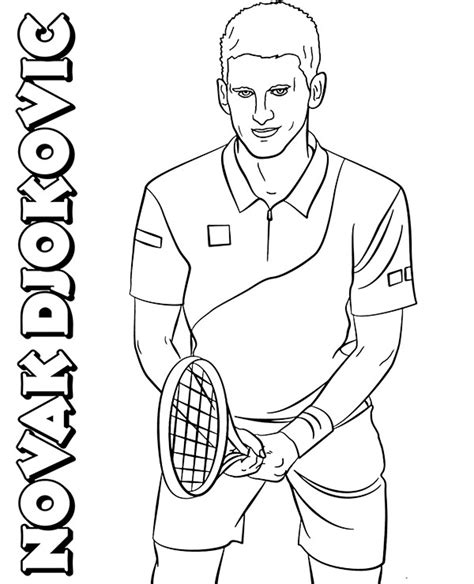 Novak Djokovic Coloring Page Tennis Player