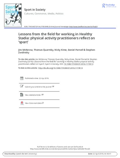 pdf lessons from the field for working in healthy stadia physical activity practitioners
