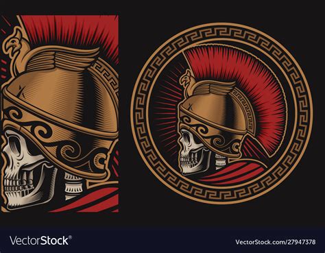 With A Skull In Spartan Helmet Royalty Free Vector Image