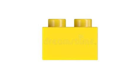 Close Up View Of An Yellow Plastic Lego Block Isolated On A White