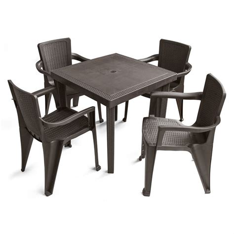These complete sets include the table and chairs at an unbeatable value! mq infinity 5 piece patio dining set in espresso - set-mq400