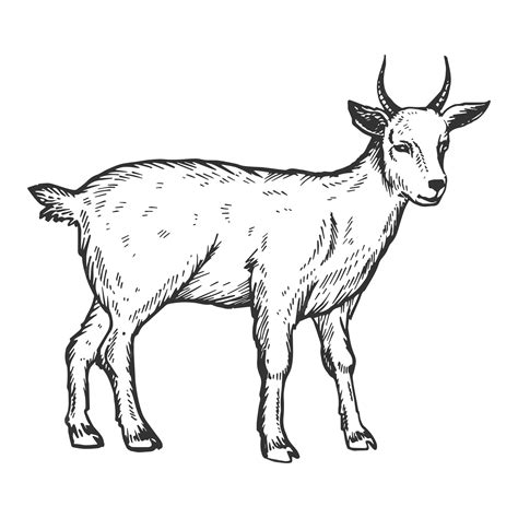 Premium Vector Goat Farm Animal Engraving Vector Illustration