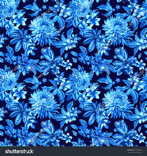 Seamless Victorian Floral Pattern With Garden And Tropical Flowers In