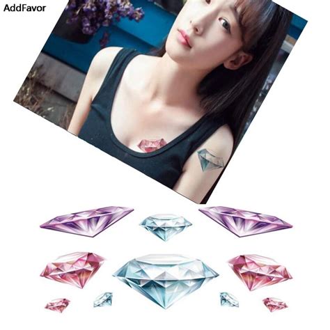 Addfavor 5pcs Cool Diamond Designs Women Waterproof Temporary Tattoo Sticker Bady Art Decoration