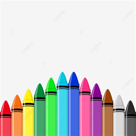 Colorful Crayon Border With Red Orange Yellow Green Blue Pink Purple