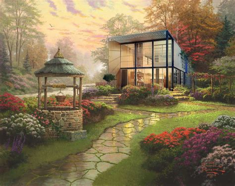 Famous Modern Homes Transformed With Thomas Kinkade Styling Moss And Fog