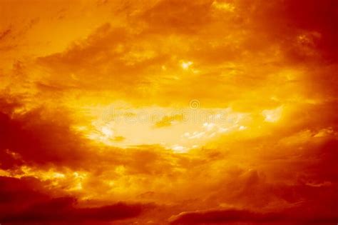 Red Yellow Orange Sky With Clouds View Dramatic Skies Background With