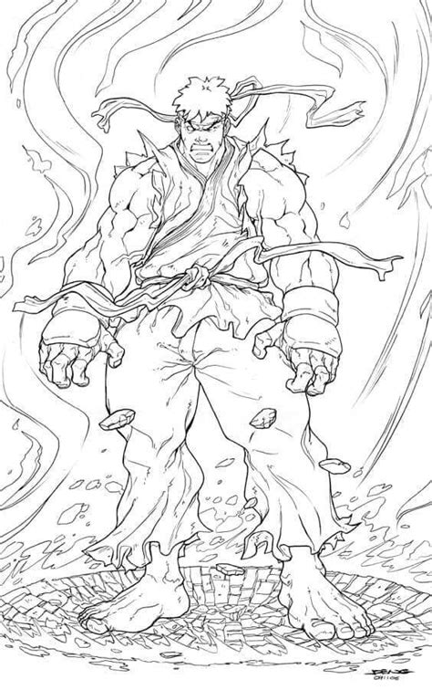 Ryu Fuerte Para Colorear Imprimir E Dibujar Coloringonly Hot Sex Picture