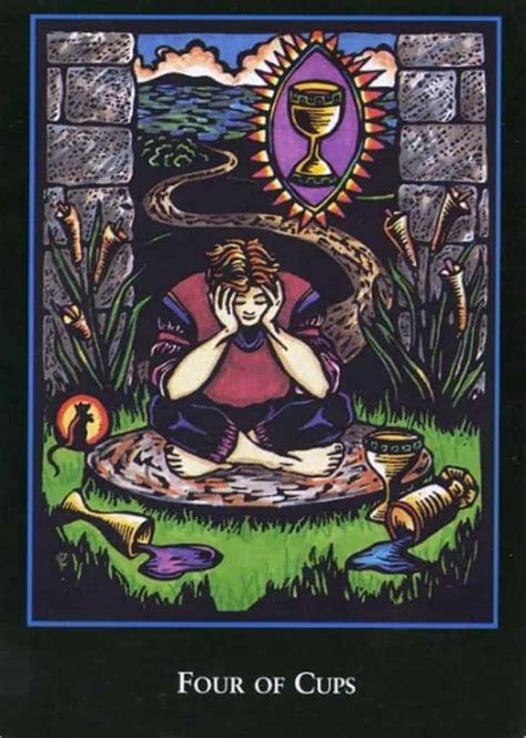 If a positive card precedes the in some instances, the four of cups may ask you to consider if you've been being whiny, sulky or apathetic, says expert tarot reader carrie mellon. Four of Cups Tarot Card Meaning: Love, Health, Money & More