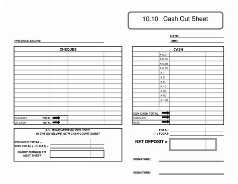 Printable Cash Count Sheet Excel Printable Calendars At A Glance