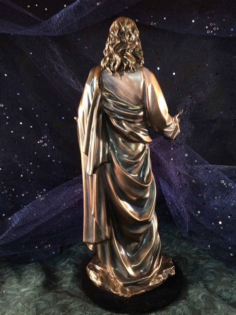 12″ Jesus Christ Bronze Resin Statue Inspirit Crystals