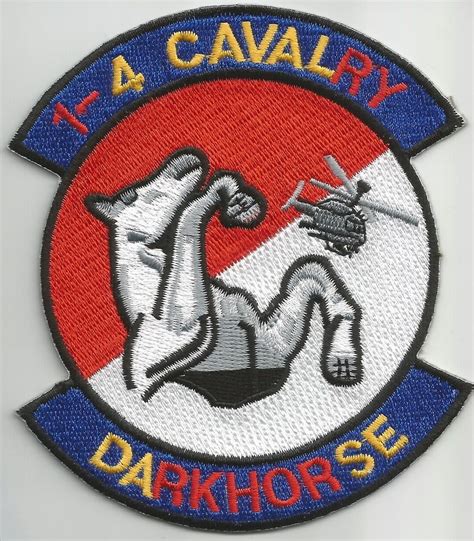 Army 1st Battalion 4th Cavalry Regiment Military Patch Darkhorse Army