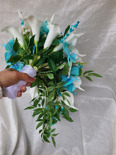 Dress My Wedding Cascading Turquoise Orchid Calla And Plumeria Beach