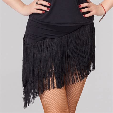 2018 Hot Sexy Lady Latin Dance Skirt For Women Adult Black Colors Tassel Short Skirt Dancing