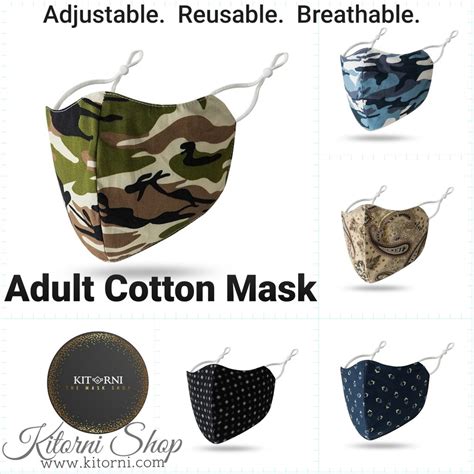 Sg Ready Stock Adult Cotton Face Mask Adjustable Reusable Washable