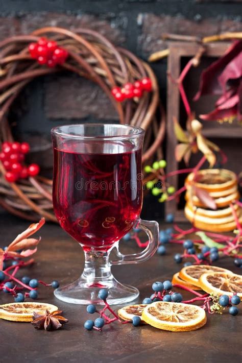 Autumn Drinks Concept Mulled Wine Cider Or Punch Traditional Autumn
