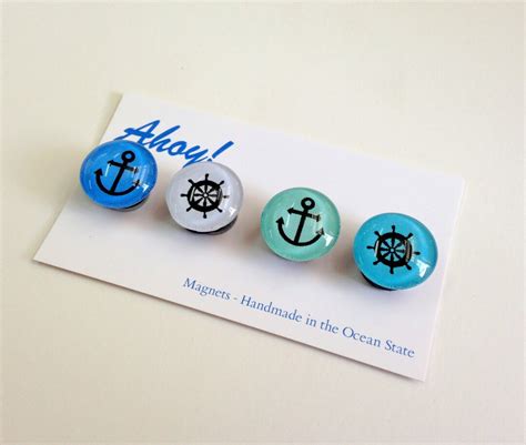 Cute Nautical Magnets Or Push Pins Thumbtacks Set Of 4 Anchor And