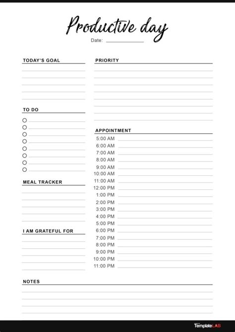 Printable Daily Planner Templates Free In Word Excel Pdf