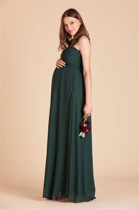 Dark Green Maternity Bridesmaid Dress With Convertible Straps Birdy Grey