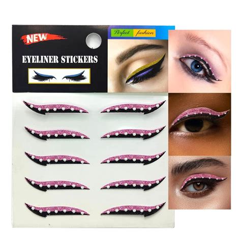 25 Eyeliner Stickers Reusable Diamond Crystal Glitter Adhesive Eyeliner