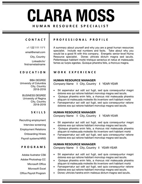 Related degree courses human resources degree. Hr Manager Resume Word Format - huroncountychamber.com