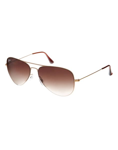 Ray Ban Matte Gold Aviator Sunglasses In Gold Lyst