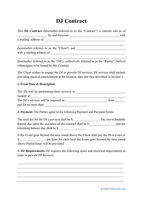 Disc Jockey Dj Services Contract Template Fill Out Sign Online And